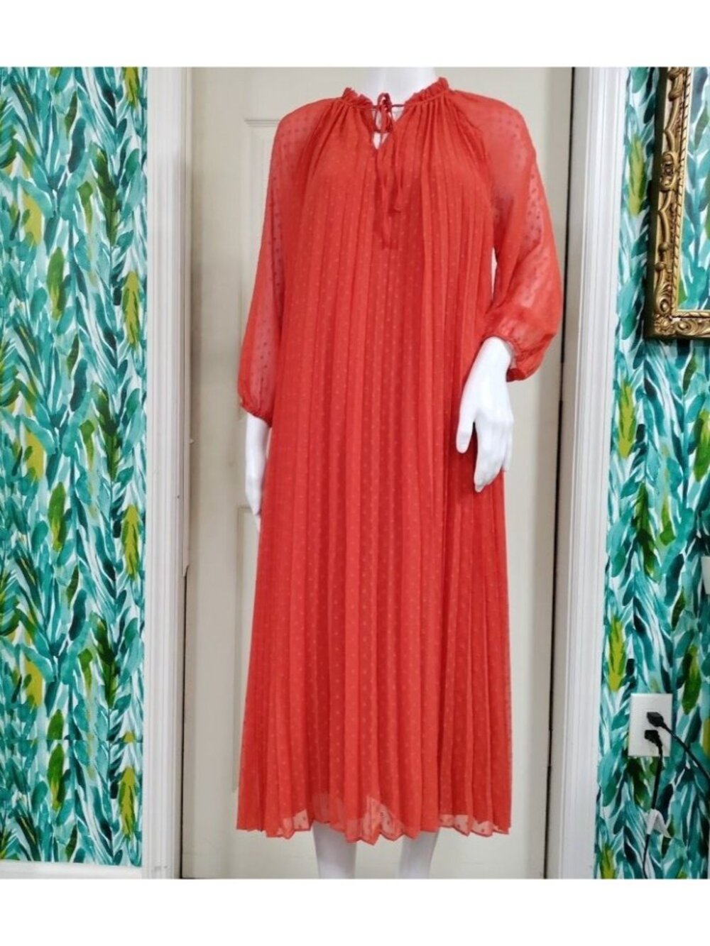 Nanette Pleta Cup Size 6 Boho Hippie Festival Whimsy Print Dress Orange - Picture 2 of 13